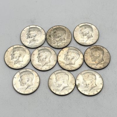 LOT 177: Kennedy Half Dollar Coins (10) 1967 - 40% Silver