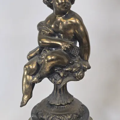 LOT 69: Pair of Vintage Victorian-style Figural Banquet and Parlor Table Lamps/ 30" Tall