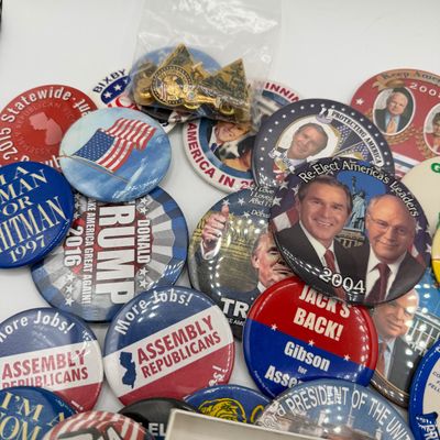 LOT 85: Big Lot of Political Pins. Buttons and More