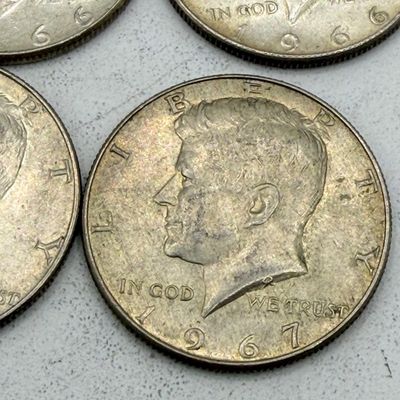 LOT 175: Kennedy Half Dollar Coins (12) 1966, 1967 - 40% Silver