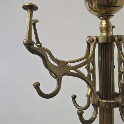 LOT 68: Vintage 1960s Hollywood Regency Brass Coat Rack / 70" Tall
