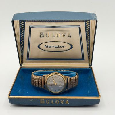 LOT 83: Working Vintage 1962 Bulova Senator Watch w/ 10K RGP Bezel in Original Case