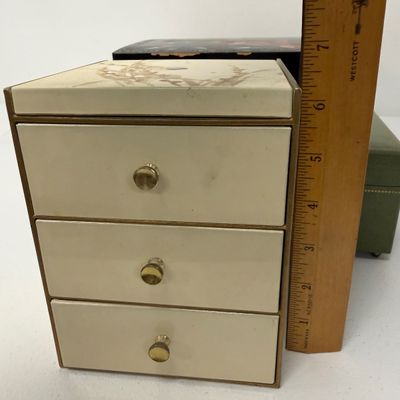 LOT 164: Vintage Jewelry Boxes with Costume Jewelry Collection Plus Craft / Repair Items