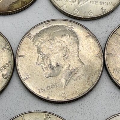 LOT 175: Kennedy Half Dollar Coins (12) 1966, 1967 - 40% Silver