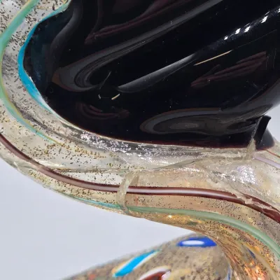 LOT 136: Damaged/Repaired Murano-style Fish and Murano Bird Figurines