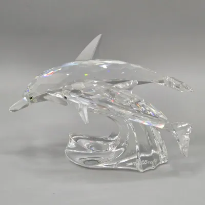 LOT 132: Retired Swarovski SCS 1990 Annual Edition "Lead Me" Dolphins Figurine Designed by Michael Stamey