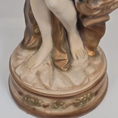 LOT 64: Vintage Figural Sculpture and Pedestal Stand in the Art Nouveau Style / Figurine is 27" Tall and Stand is 25" Tall