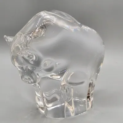 LOT 133: Murano-Style Solid Glass Bull Sculpture
