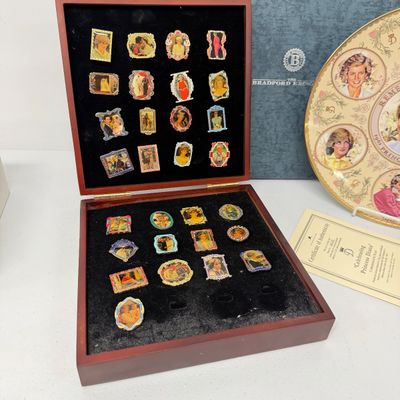 LOT 163: Princess Diana Memorabilia - Commemorative Plate - Pin Collection and More