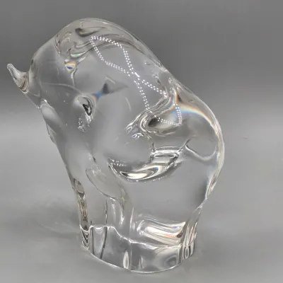 LOT 133: Murano-Style Solid Glass Bull Sculpture