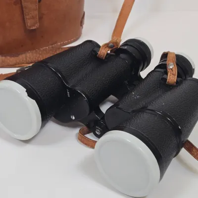 LOT 60: Vintage Amico 7x50 Coated Lens Binoculars with Leather Case