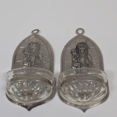 LOT 53: "Bless This House" Wall Art Print, Pair of Holy Water Fonts, Decorative Wall Plate Featuring Jesus Christ, Handcrafted...
