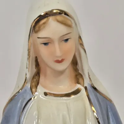 LOT 49: Ceramic Madonna Planter Figurine, Praying Mary Lamp, and Our Lady of Grace Figurine