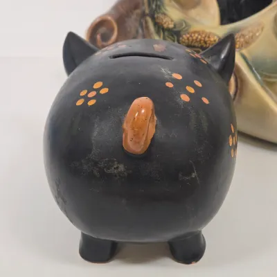 LOT 46: Vintage Hand-painted Ceramic Mallard Duck Planter Made in Occupied Japan, Hull Art Pottery Parchment & Pine Cornucopia Vase...