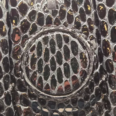 LOT 147: Black Python-embossed Leather Hobo Bag by Brighton