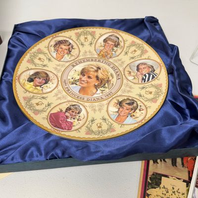 LOT 163: Princess Diana Memorabilia - Commemorative Plate - Pin Collection and More
