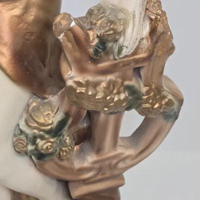 LOT 64: Vintage Figural Sculpture and Pedestal Stand in the Art Nouveau Style / Figurine is 27" Tall and Stand is 25" Tall