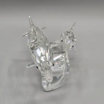 LOT 132: Retired Swarovski SCS 1990 Annual Edition "Lead Me" Dolphins Figurine Designed by Michael Stamey