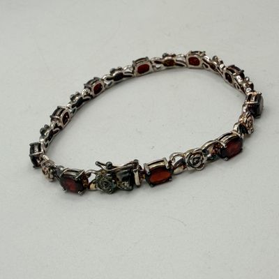 LOT 161: Sterling Silver Jewelry - Tennis Bracelet, Necklace w/ Pendant, Gold Vermeil Chain - 18.6 gtw