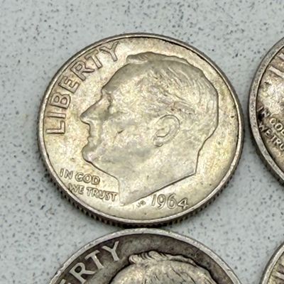 LOT 179: US Roosevelt Dimes ( 12 Coins) - 1950s, 60s - 90% Silver