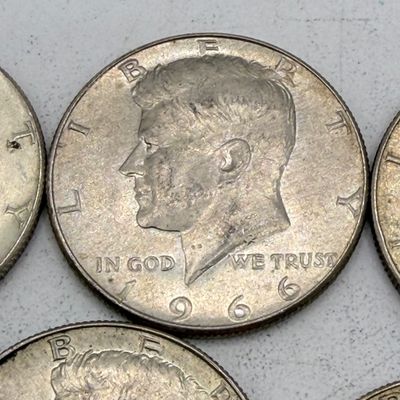 LOT 175: Kennedy Half Dollar Coins (12) 1966, 1967 - 40% Silver