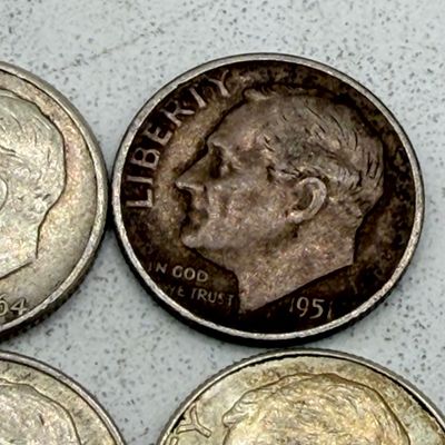 LOT 179: US Roosevelt Dimes ( 12 Coins) - 1950s, 60s - 90% Silver