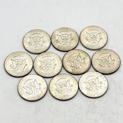 LOT 177: Kennedy Half Dollar Coins (10) 1967 - 40% Silver