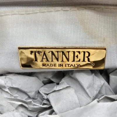 LOT 156: White Leather Handbag with a Bamboo Top Handle by Tanner Made in Italy
