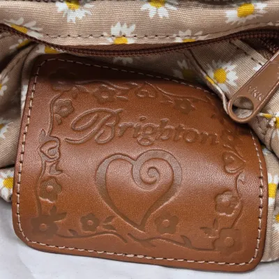 LOT 158: Brighton Woven Straw Shoulder Bag Featuring White Croc-embossed Leather Trim