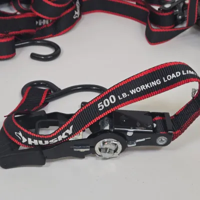 LOT 61: Set of Husky Ratchet Tie-down Straps with a 500 lb. Working Load Limit
