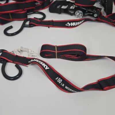LOT 61: Set of Husky Ratchet Tie-down Straps with a 500 lb. Working Load Limit