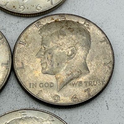 LOT 177: Kennedy Half Dollar Coins (10) 1967 - 40% Silver