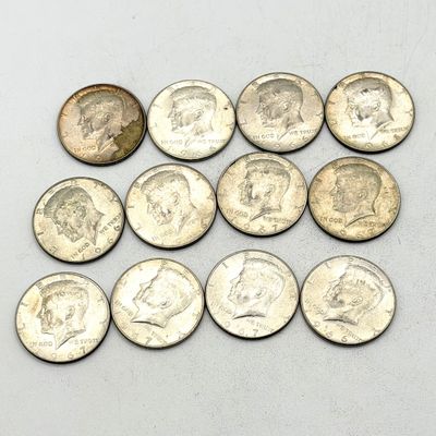LOT 175: Kennedy Half Dollar Coins (12) 1966, 1967 - 40% Silver