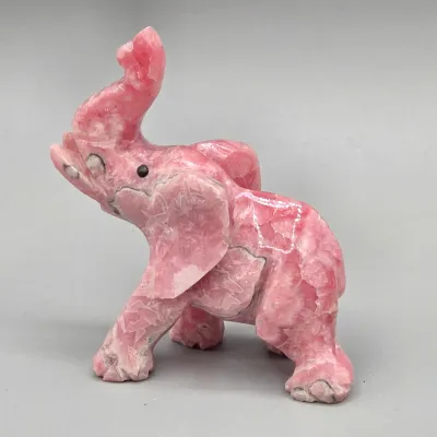 LOT 134: Hand-carved Miniature Elephant Figurine Made of Pink Rhodonite Crystal