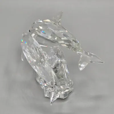LOT 132: Retired Swarovski SCS 1990 Annual Edition "Lead Me" Dolphins Figurine Designed by Michael Stamey