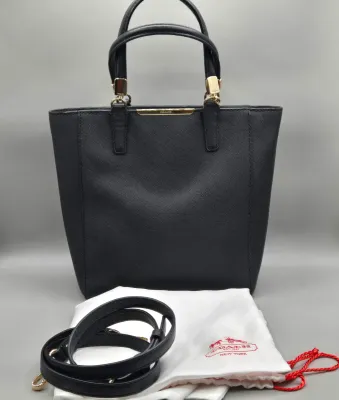 LOT 150: Black Coach Madison Saffiano Leather Mini Tote Bag