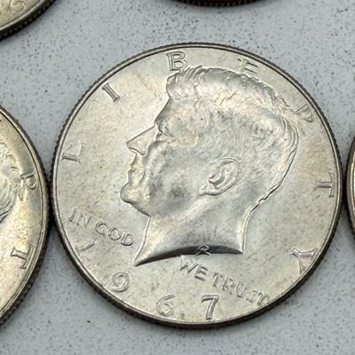 LOT 175: Kennedy Half Dollar Coins (12) 1966, 1967 - 40% Silver