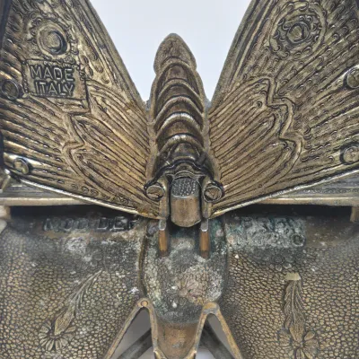 LOT 48: Vintage Mid-Century Italian Brass Butterfly Trinket Box and Brass Rabbit Figurine and Paperweight