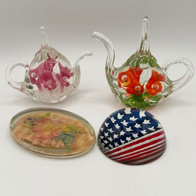 LOT 92: Four Paperweights -Joe St. Clair and More