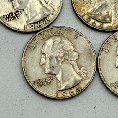 LOT 178: 1964 US Quarters ( 10 Coins) - 90 % Silver