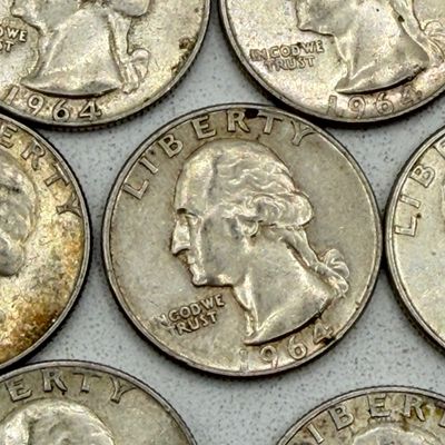 LOT 178: 1964 US Quarters ( 10 Coins) - 90 % Silver