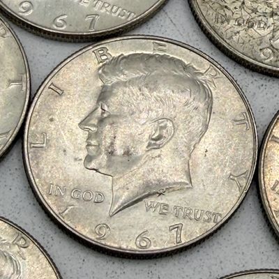 LOT 177: Kennedy Half Dollar Coins (10) 1967 - 40% Silver