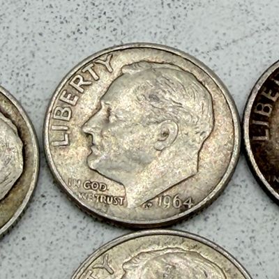 LOT 179: US Roosevelt Dimes ( 12 Coins) - 1950s, 60s - 90% Silver