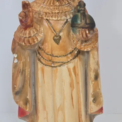 LOT 52: Statue Depicting the Infant Jesus of Prague, Multiple Scapulars, Italian-made Crucifix Pendant, and More