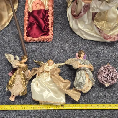 LOT 75: Vintage Dromedary Camel Figurines and Nativity Set Including 3 Kings, Mary, Joseph, Baby Jesus, and More