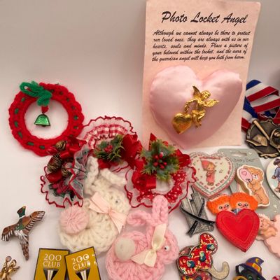 LOT 84: Big Lot of Holiday Pins, Earrings and More