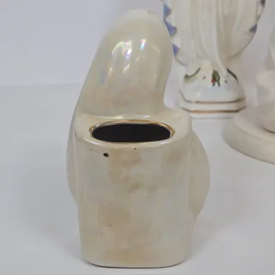LOT 49: Ceramic Madonna Planter Figurine, Praying Mary Lamp, and Our Lady of Grace Figurine