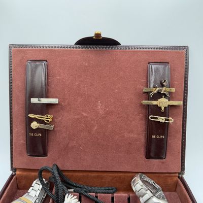 LOT 97: Vintage Men's Jewelry Collection - Watches, Tie Clips, Pins and More - in Case
