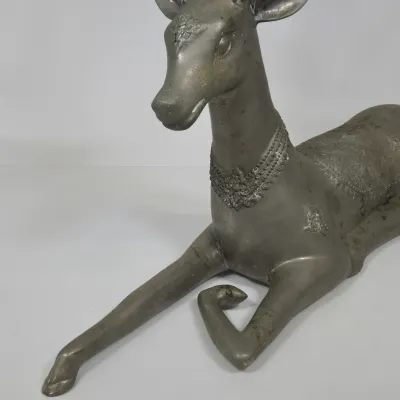 LOT 67: 1970s Hollywood Regency Style Metal Deer, Featuring Intricate Etched Detailing/ 20" Tall