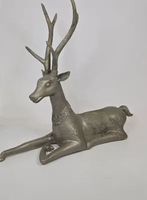 LOT 67: 1970s Hollywood Regency Style Metal Deer, Featuring Intricate Etched Detailing/ 20" Tall